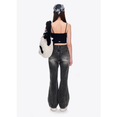 13DE MARZO Doozoo Spray Paint Jeans Black - Image 4