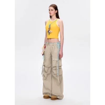 13DE MARZO Maximalist Pendant Cargo Pants Khaki - Image 3