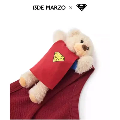 13DE MARZO Superman Bear Bodycon Dress Red - Image 7