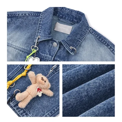 13DE MARZO Maximalist Pendant Denim Jacket Blue - Image 8