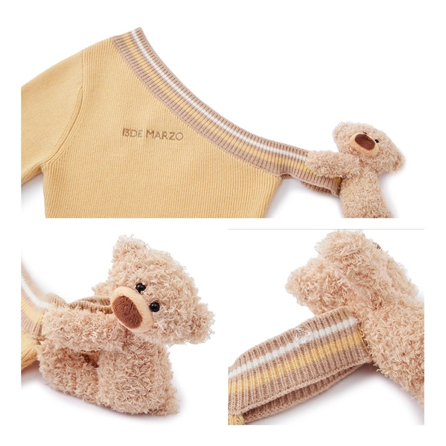 13DE MARZO Asymmetrical Shoulder Knit Long Sleeve Yellow - Image 6