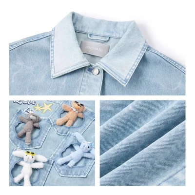 13DE MARZO Holiday Plushies Denim Jacket Blue - Image 7