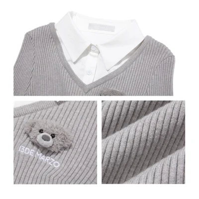 13DE MARZO Faux Two-Piece Sweater Dress Grey - Image 7