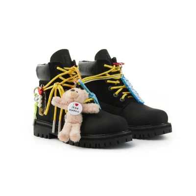 13DE MARZO Maximalist Pendant Suede Martin Boots Black