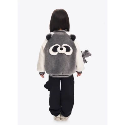 13DE MARZO Raccoon BabyBear Baseball Jacket Grey - Image 5