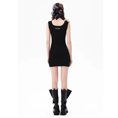 13DE MARZO Superman Bear Bodycon Dress Black - Image 5