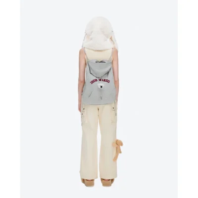 13DE MARZO Doozoo Faux Hoodie String Bag Grey - Image 5