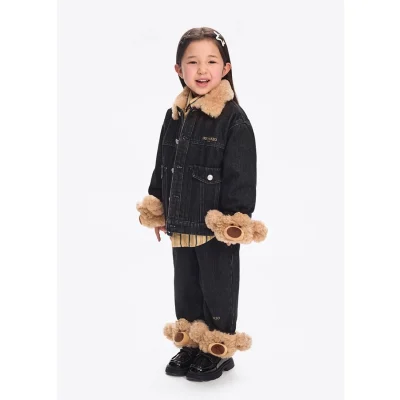 13DE MARZO BabyBear Cuffed Denim Jacket Black - Image 3