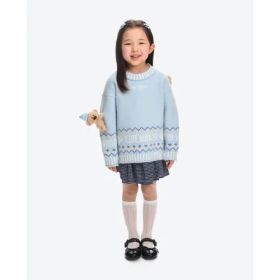 13DE MARZO BabyBear Fair Isle Knit Sweater Blue - Image 3