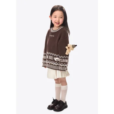 13DE MARZO BabyBear Fair Isle Knit Sweater Brown - Image 3