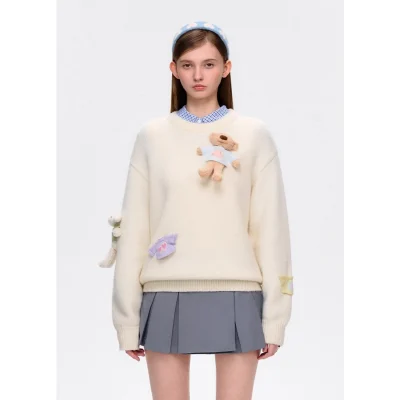 13DE MARZO Wearable Bear Sweater Beige