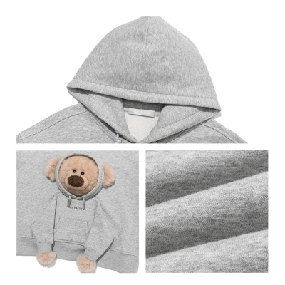 13DE MARZO Doozoo Pocket Bear Hoodie Grey - Image 7