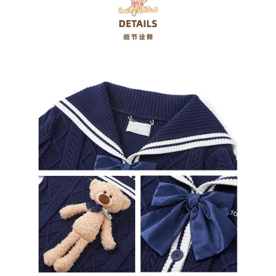 13DE MARZO Sailor Knitted Cardigan Navy Blue - Image 7