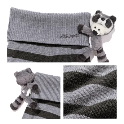 13DE MARZO Raccoon Bear Knitted Shorts Grey - Image 8