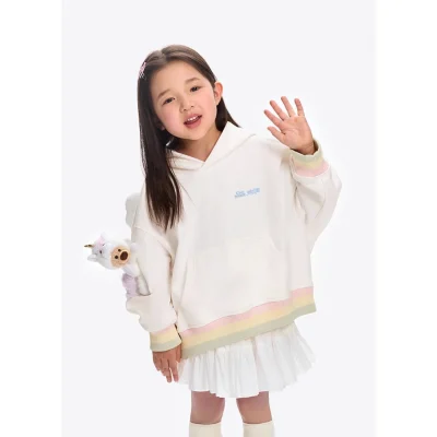 13DE MARZO Unicorn BabyBear Hoodie White