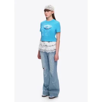 13DE MARZO Doozoo Spray Paint Jeans Blue - Image 3