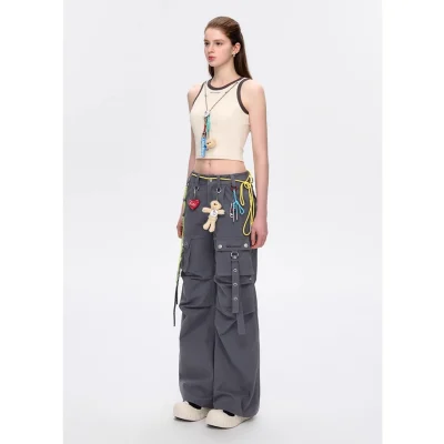 13DE MARZO Maximalist Pendant Cargo Pants Dark Grey - Image 4