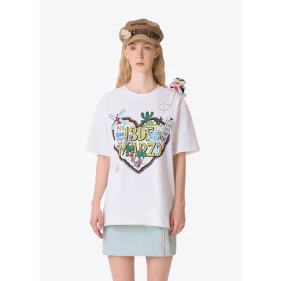 13DE MARZO Pilot Bear World Travel T-shirt White