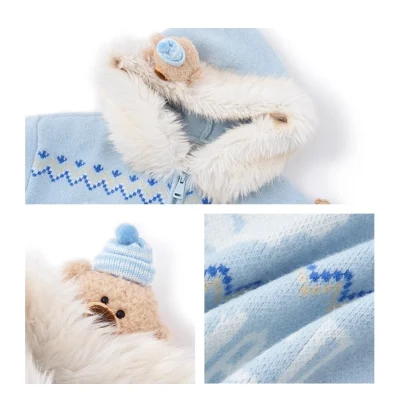 13DE MARZO Babybear Fair lsle Zip Hoodie Blue - Image 6
