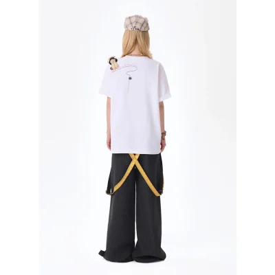 13DE MARZO Tailor Bear Printing T-shirt White - Image 4