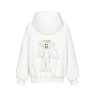 13DE MARZO Angel Devil Bear Zipped Hoodie White - Image 8