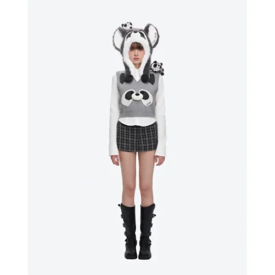 13DE MARZO Raccoon Bear Hat Grey - Image 3