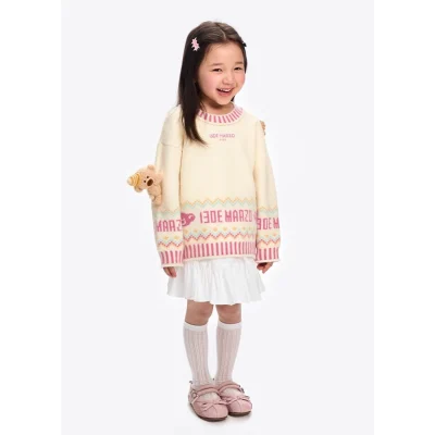 13DE MARZO BabyBear Fair Isle Knit Sweater Beige - Image 4