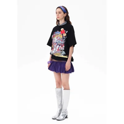 13DE MARZO Superman Bear Illustrated T-shirt Black - Image 3