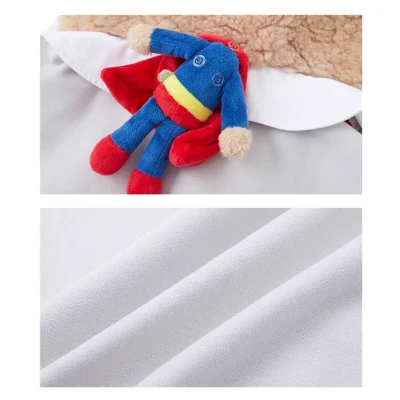 13DE MARZO Superman Bear Fuzzy Hoodie Grey - Image 8