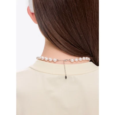 13DE MARZO Bear Heart Pearl Chain Silver - Image 4