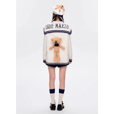 13DE MARZO Sailor Knitted Cardigan White - Image 4