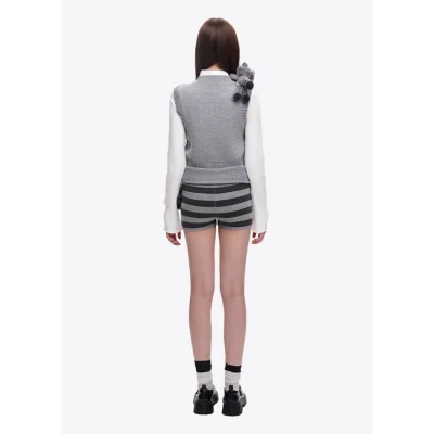 13DE MARZO Raccoon Bear Knitted Shorts Grey - Image 5