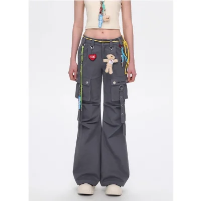 13DE MARZO Maximalist Pendant Cargo Pants Dark Grey