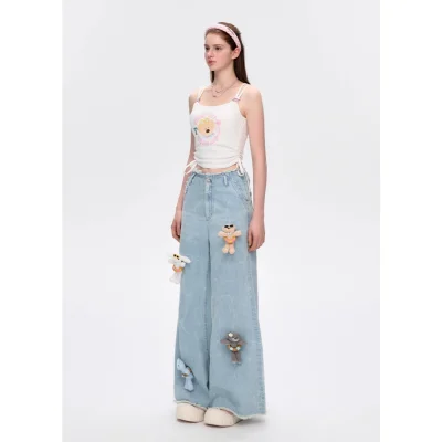13DE MARZO Holiday Plushies Denim Jeans Blue - Image 4