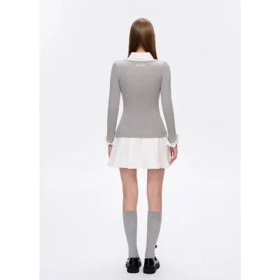13DE MARZO Faux Two-Piece Sweater Dress Grey - Image 4