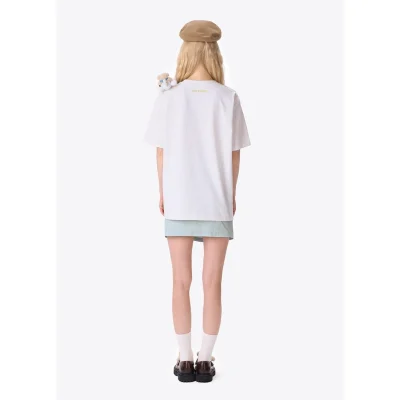 13DE MARZO Pilot Bear World Travel T-shirt White - Image 4