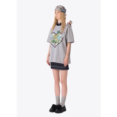 13DE MARZO Pilot Bear World Travel T-shirt Grey - Image 3