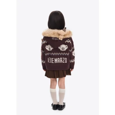 13DE MARZO Babybear Fair lsle Zip Hoodie Brown - Image 5