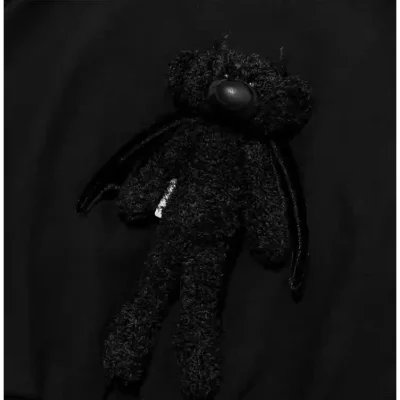13DE MARZO Angel Devil Bear Zipped Hoodie Black - Image 9
