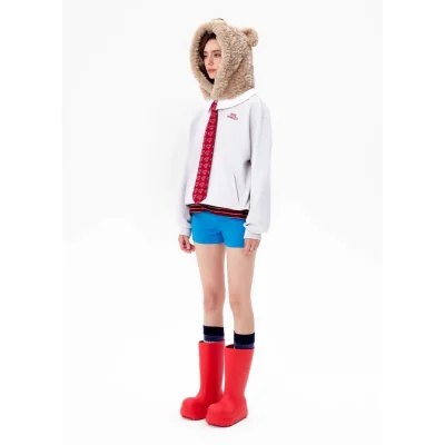 13DE MARZO Superman Bear Fuzzy Hoodie Grey - Image 4