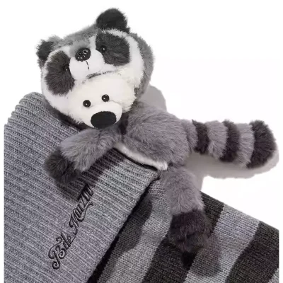 13DE MARZO Raccoon Bear Knitted Shorts Grey - Image 7