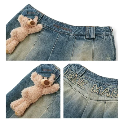 13DE MARZO Denim Frayed Skort Blue - Image 8
