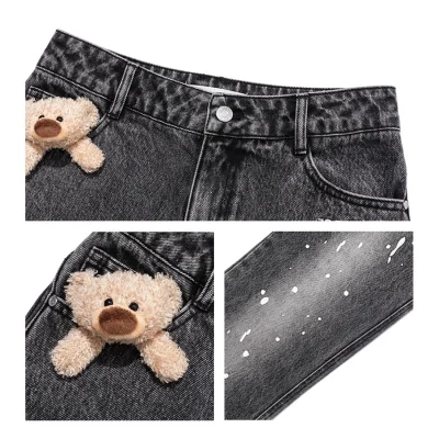 13DE MARZO Doozoo Spray Paint Jeans Black - Image 7