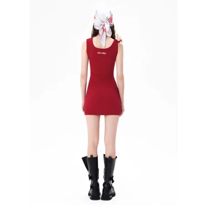 13DE MARZO Superman Bear Bodycon Dress Red - Image 5