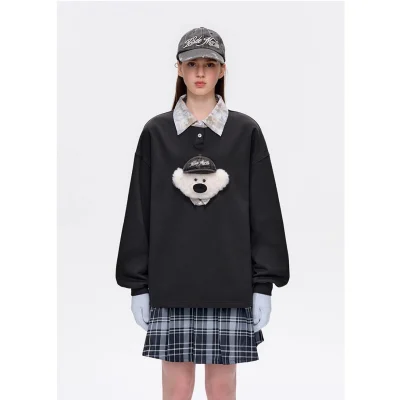 13DE MARZO Real Cap Bear Sweater Dark Grey