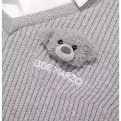 13DE MARZO Faux Two-Piece Sweater Dress Grey - Image 6