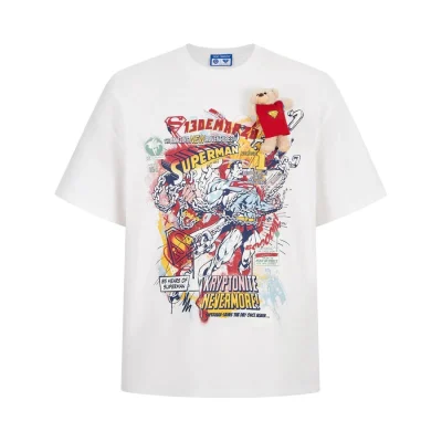 13DE MARZO Superman Bear Illustrated T-shirt White