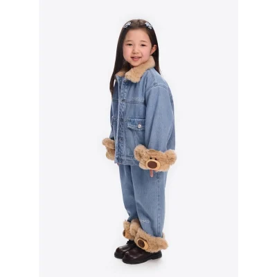 13DE MARZO BabyBear Cuffed Denim Jacket Blue - Image 3