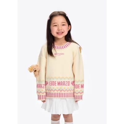 13DE MARZO BabyBear Fair Isle Knit Sweater Beige