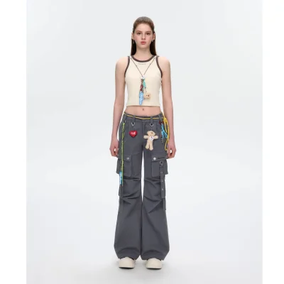 13DE MARZO Maximalist Pendant Cargo Pants Dark Grey - Image 3